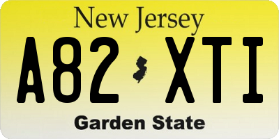 NJ license plate A82XTI