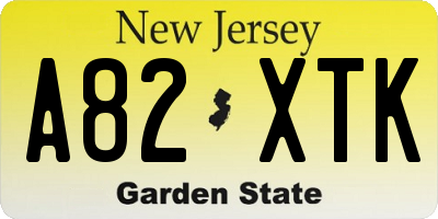 NJ license plate A82XTK