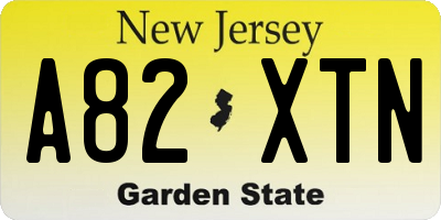NJ license plate A82XTN