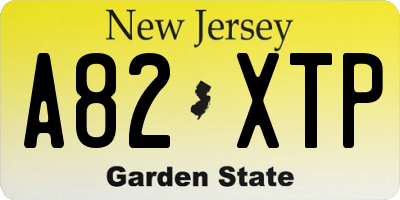 NJ license plate A82XTP