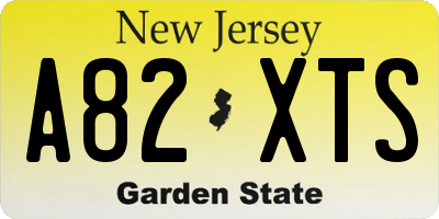 NJ license plate A82XTS