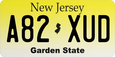 NJ license plate A82XUD