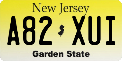 NJ license plate A82XUI