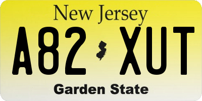 NJ license plate A82XUT