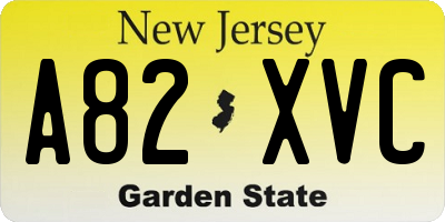 NJ license plate A82XVC