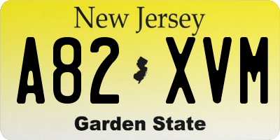 NJ license plate A82XVM