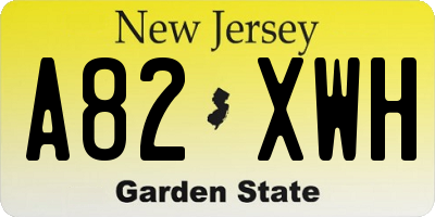 NJ license plate A82XWH