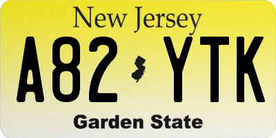 NJ license plate A82YTK