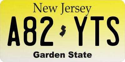 NJ license plate A82YTS