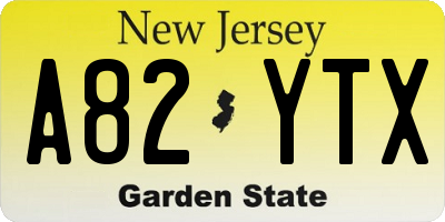 NJ license plate A82YTX