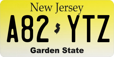 NJ license plate A82YTZ