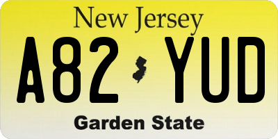 NJ license plate A82YUD