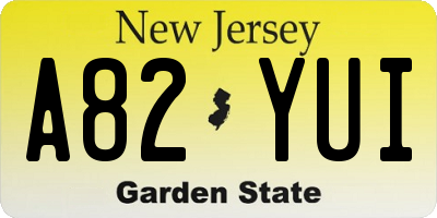 NJ license plate A82YUI