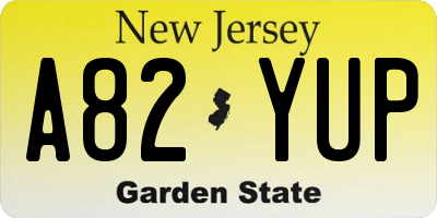 NJ license plate A82YUP