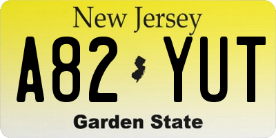 NJ license plate A82YUT