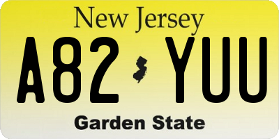 NJ license plate A82YUU