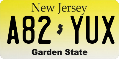 NJ license plate A82YUX