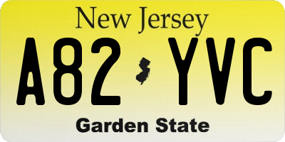NJ license plate A82YVC