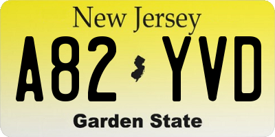 NJ license plate A82YVD