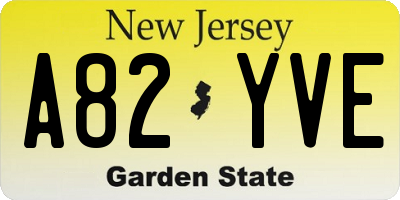 NJ license plate A82YVE