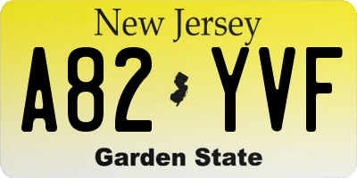 NJ license plate A82YVF