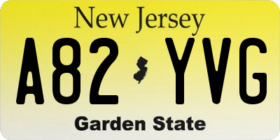 NJ license plate A82YVG