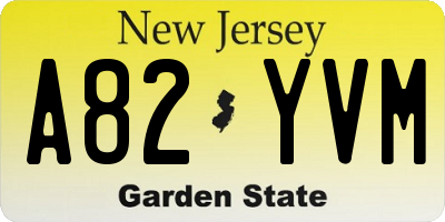 NJ license plate A82YVM