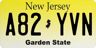 NJ license plate A82YVN