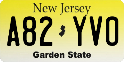 NJ license plate A82YVO