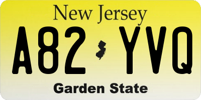 NJ license plate A82YVQ