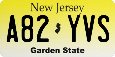 NJ license plate A82YVS