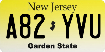 NJ license plate A82YVU