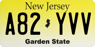 NJ license plate A82YVV