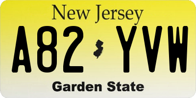 NJ license plate A82YVW