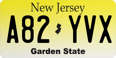 NJ license plate A82YVX