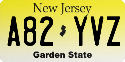 NJ license plate A82YVZ