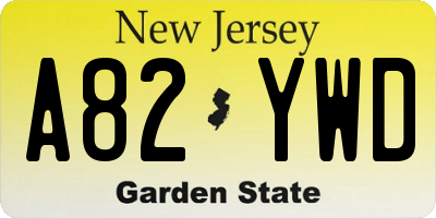 NJ license plate A82YWD