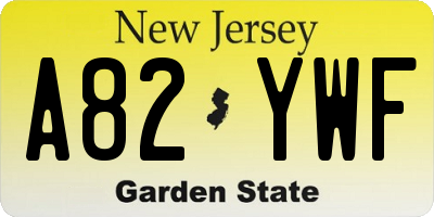 NJ license plate A82YWF