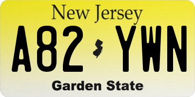 NJ license plate A82YWN
