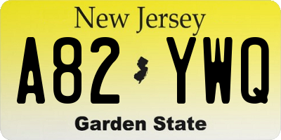NJ license plate A82YWQ