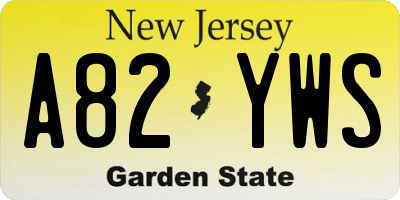 NJ license plate A82YWS