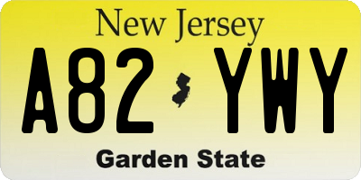 NJ license plate A82YWY