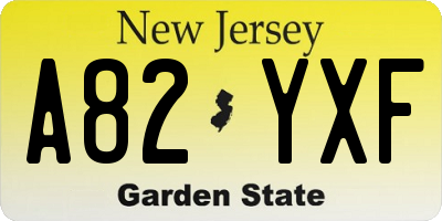 NJ license plate A82YXF