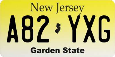 NJ license plate A82YXG