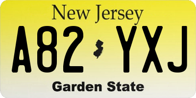 NJ license plate A82YXJ
