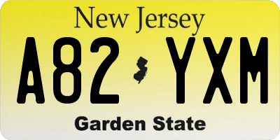 NJ license plate A82YXM