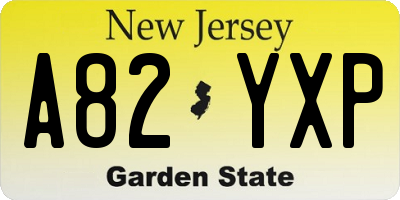 NJ license plate A82YXP