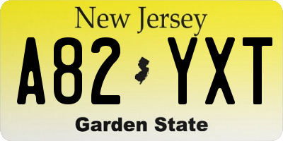 NJ license plate A82YXT