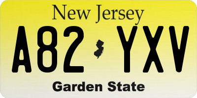 NJ license plate A82YXV