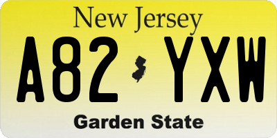 NJ license plate A82YXW